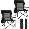 ALPHA CAMP Heavy Duty Camping Chairs with Cup Holder Oversized Folding Chair 500LBS Capacity Outdoor Chair with Headrest,Lawn with Side Pocket for Lawn, Sports and Fishing