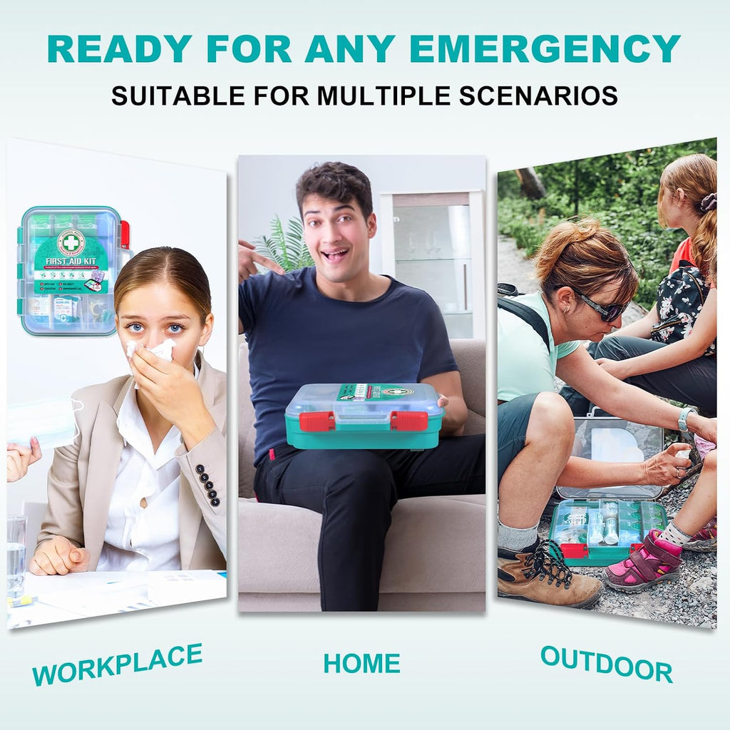 General Medi 420 Pieces Professional First Aid Kit - HardCase First Aid Box - Contains Premium Medical Supplies for Travel, Home, Office, Vehicle, Camping, Workplace & Outdoor