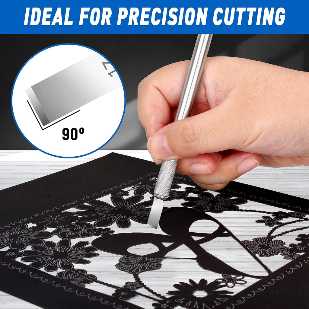 DIYSELF 100 Pack Exacto Blades Refills #17, Carbon Steel Chisel Blades
