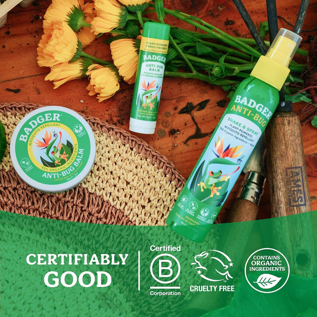 Badger Bug Spray, DEET-Free Citronella, Non-Toxic, Vegan, 4 fl oz 2-Pack
