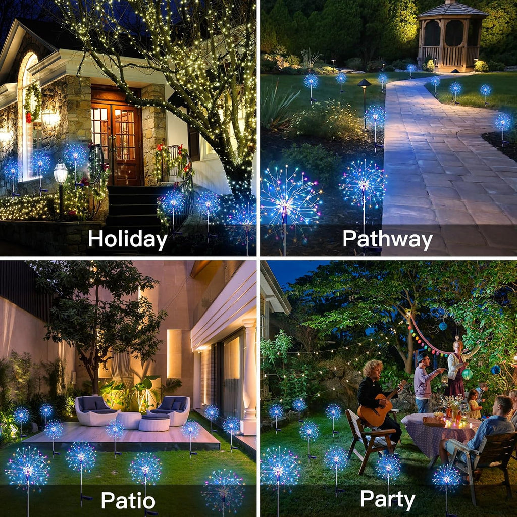suddus Solar Garden Lights Outdoor 2Pack 150LED Firework Lights Multicolor