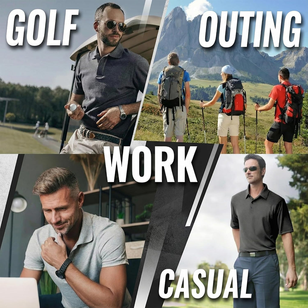 5 Pack Men's Polo Shirts Short Sleeve Golf T Shirt Performance Casual