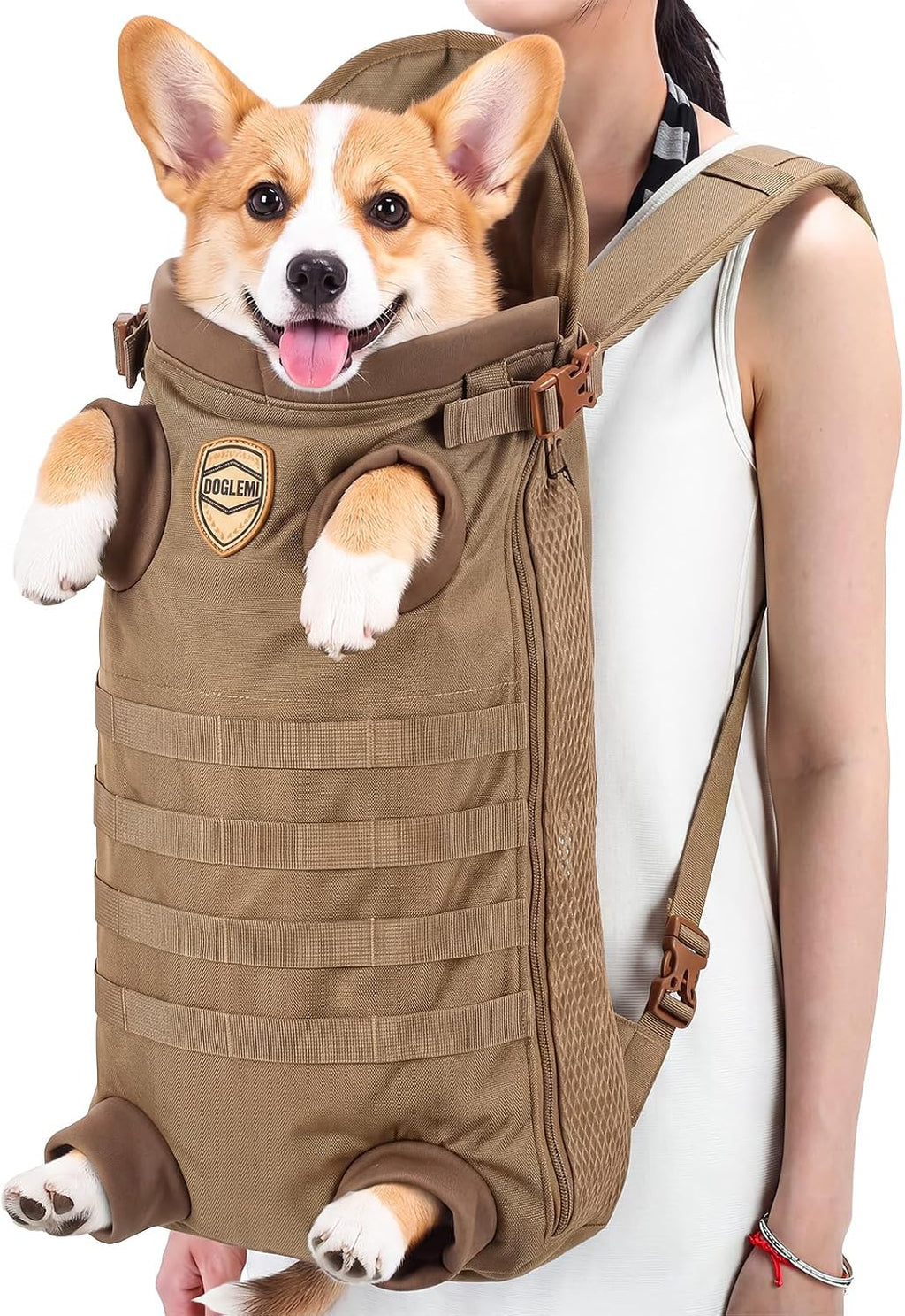 Dog Carrier Tactical Backpack for Medium Large 26-40lbs, Green