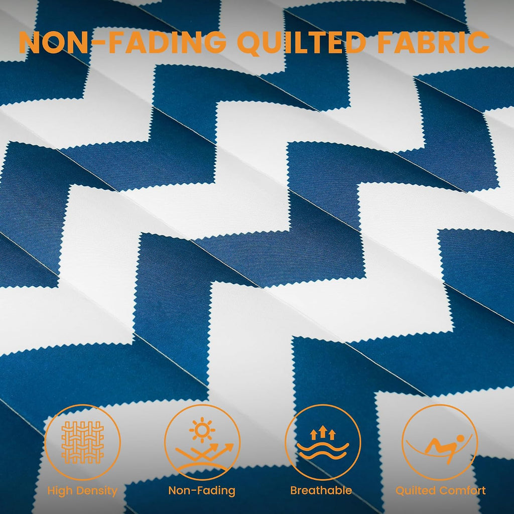 Lazy Daze Double Quilted Hammock with Pillow and Carabiners, Blue Chevron