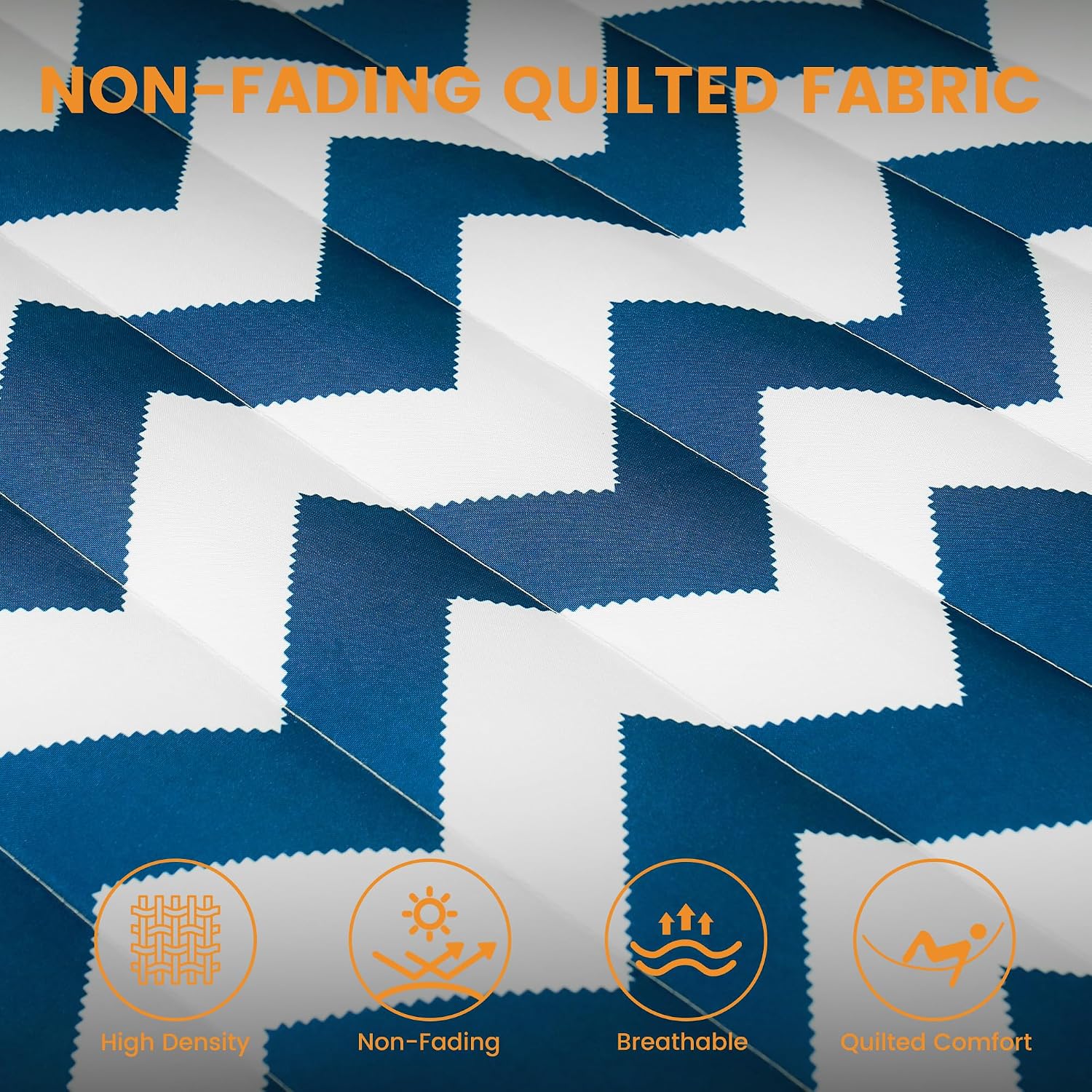 Lazy Daze Double Quilted Hammock with Pillow and Carabiners, Blue Chevron