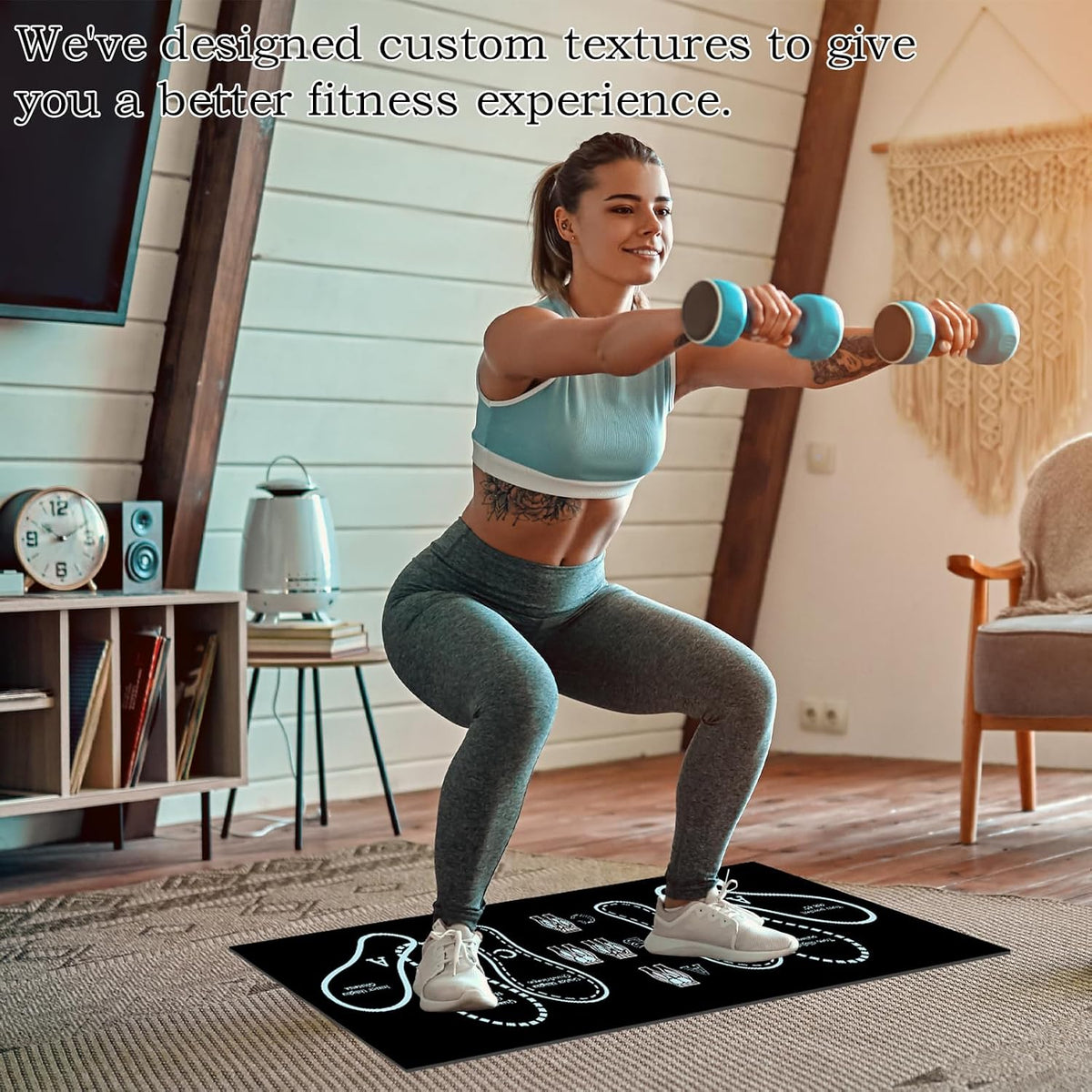 Anti-Slip Squat Mat, Squat Mat with Foot Position Sports Accessories for Home Workout, Anti-Slip & Shock-Absorbing Scientific Design Suitable for Home & Gym Use