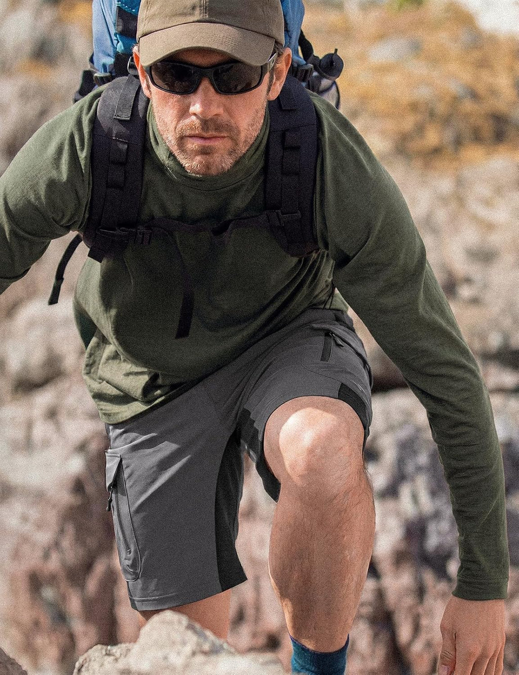 XKTTAC Men's Hiking Cargo Shorts: 4-Way Stretch with 6 Secure Pockets