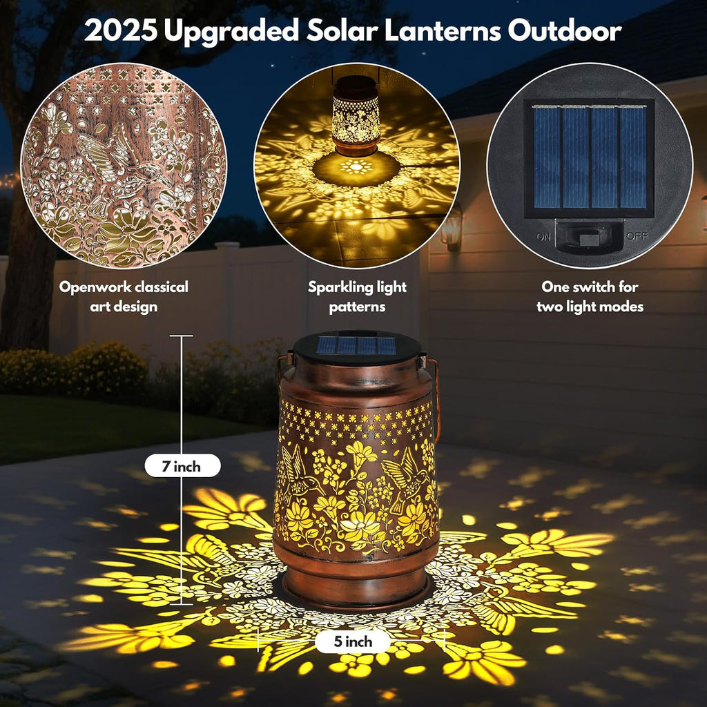 Solar Lantern Outdoor Waterproof Decorations Garden Decor, Christmas Birthday Gifts for Women, Mom, Grandma Decorative Garden, Yard, Patio, Lawn, Balcony Porch - Hummingbird