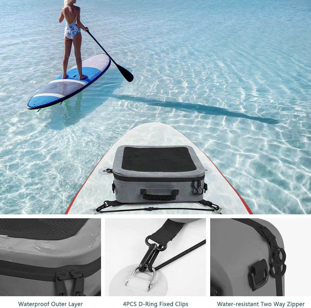 MORXPLOR Waterproof PVC Paddleboard Cooler Deck Bag - 12 Can Soft Insulated Cooler for Paddleboarding, Camping, Kayaking