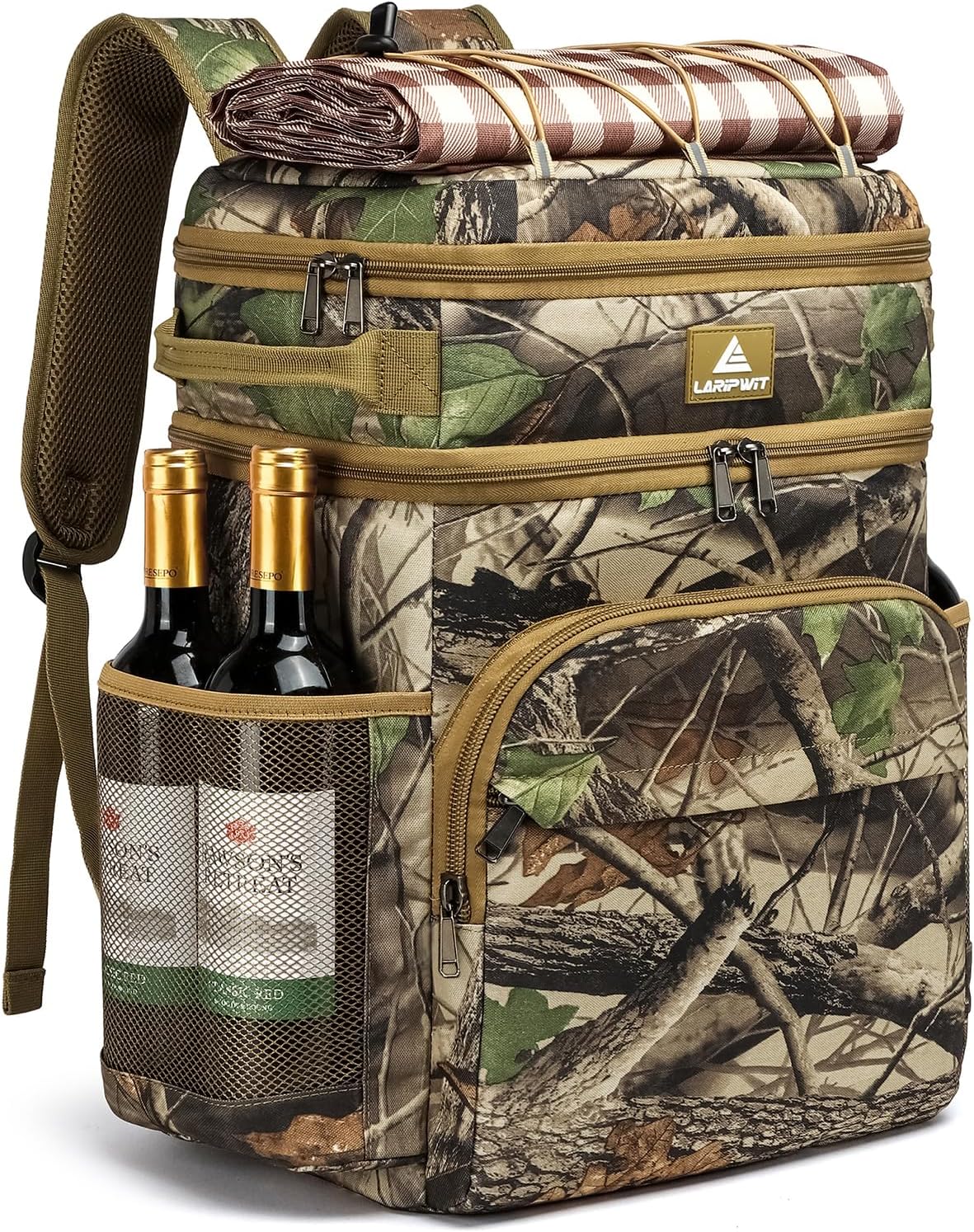 Laripwit 54/40 Cans Backpack Cooler Insulated Leak-Proof Large Cooler Backpack Double Deck Lunch Backpack for Men Women - Perfect Soft Cooler Bag for Tactical, Camping, Picnic, Beach, Hiking