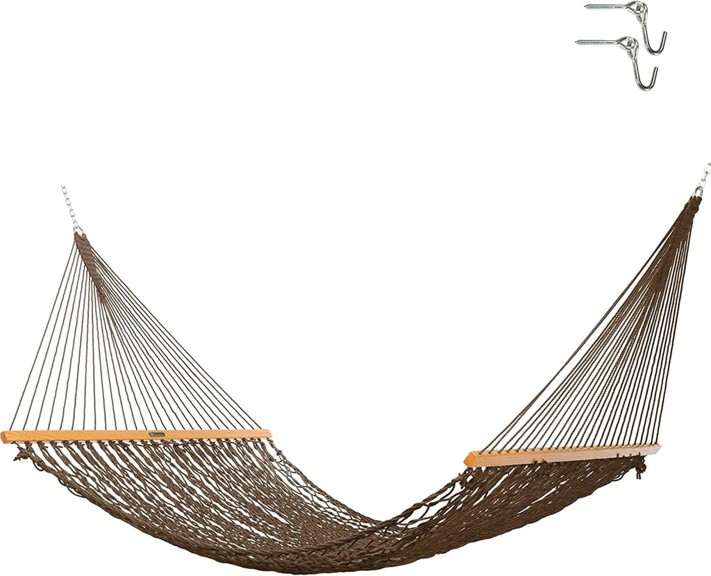 Original Pawleys Island Deluxe Meadow DuraCord Rope Hammock – 13 ft. x 65 in, 2-Person, 450 lb Capacity, Oak Spreader Bar, Zinc-Plated Hardware, Handcrafted in the USA