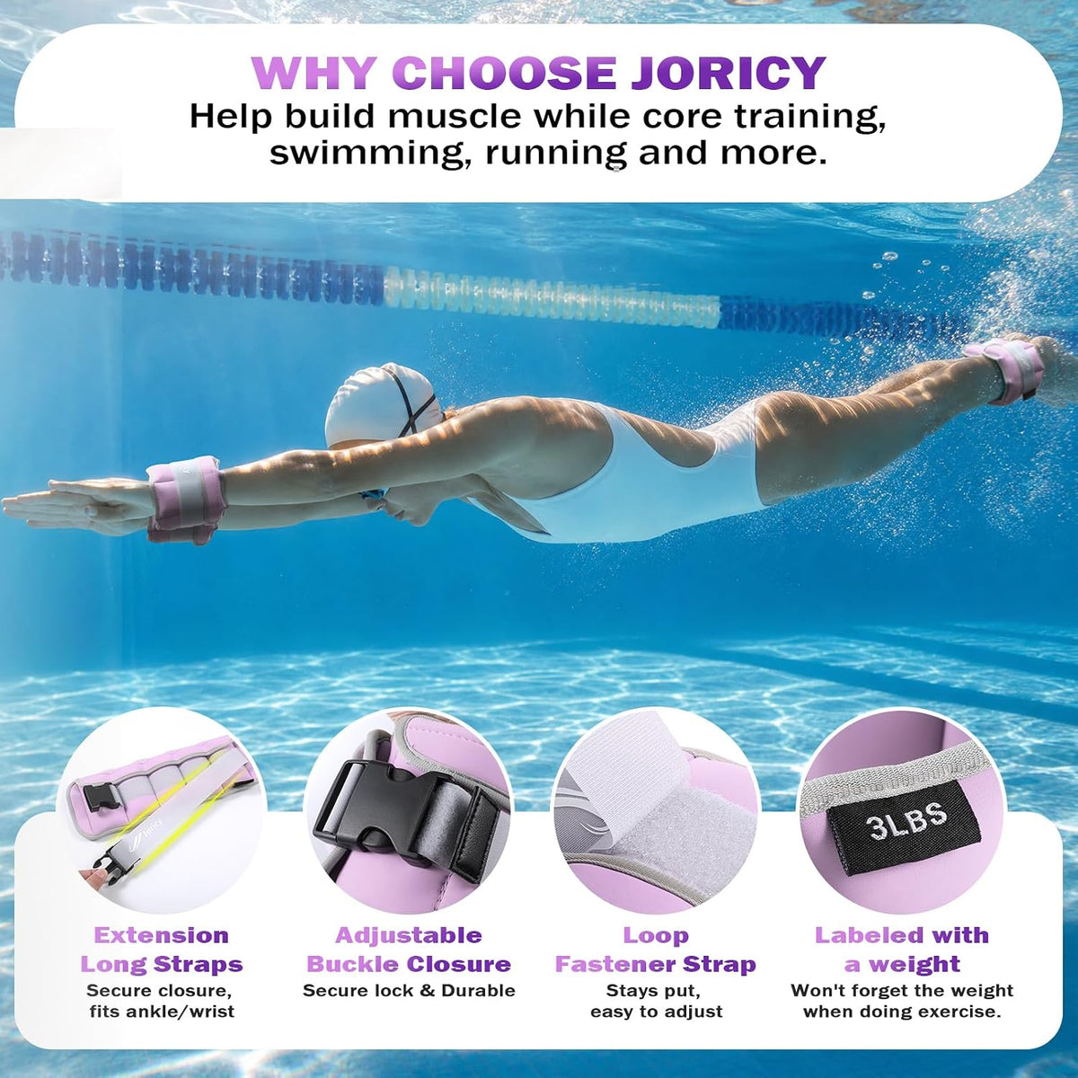 Aquatic Ankle Weights Adjustable Wrist Weights 3lb Each Water Weights