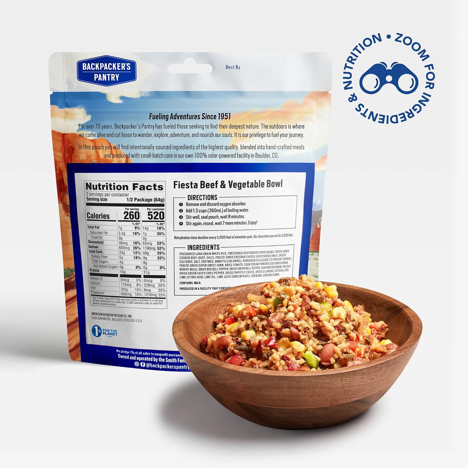 Backpacker's Pantry Fiesta Beef and Vegetable Bowl | 1-Pack