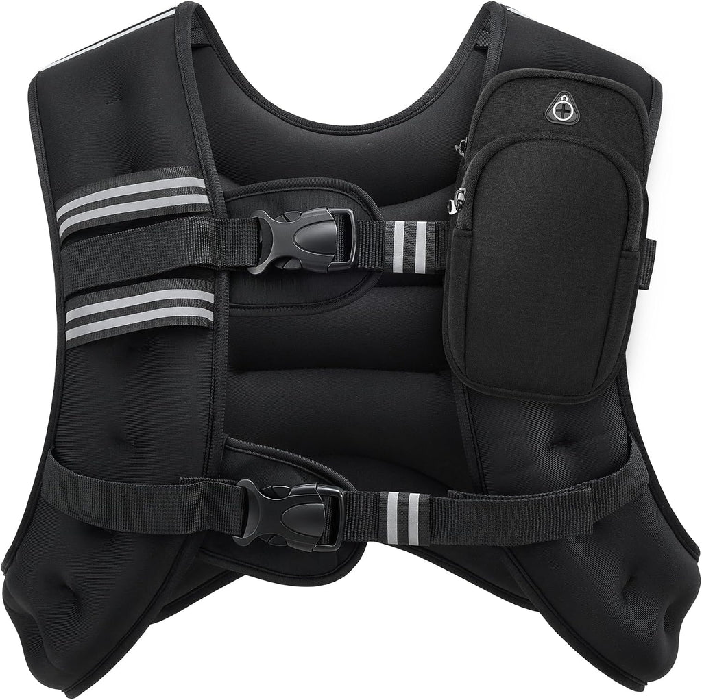 ZELUS Weighted Vest, 6lb/8lb/12lb/16lb/20lb/25lb/30lb Weight Vest with Reflective Stripe for Workout, Strength Training, Running, Fitness, Muscle Building, Weight Loss, Weightlifting