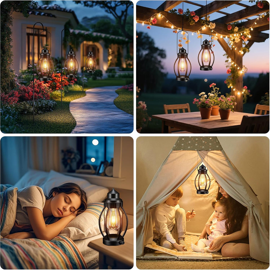 Rechargeable Lanterns, 2 Pack LED Outdoor Camping Table Lamp with Dimmable