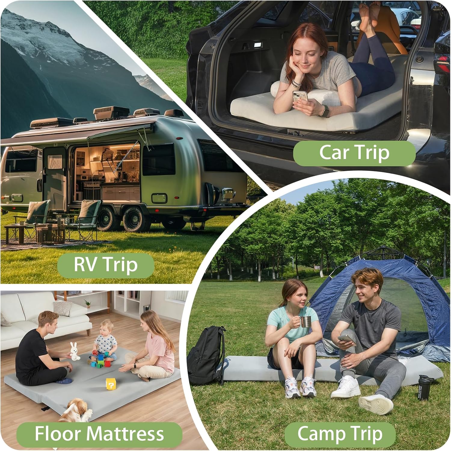 Extra Thick Supportive Foam Camping Mattress with Travel Bag