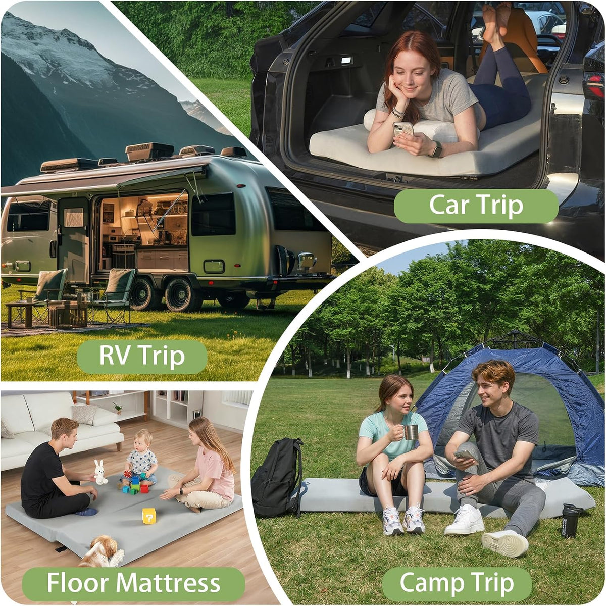 Extra Thick Supportive Foam Camping Mattress with Travel Bag