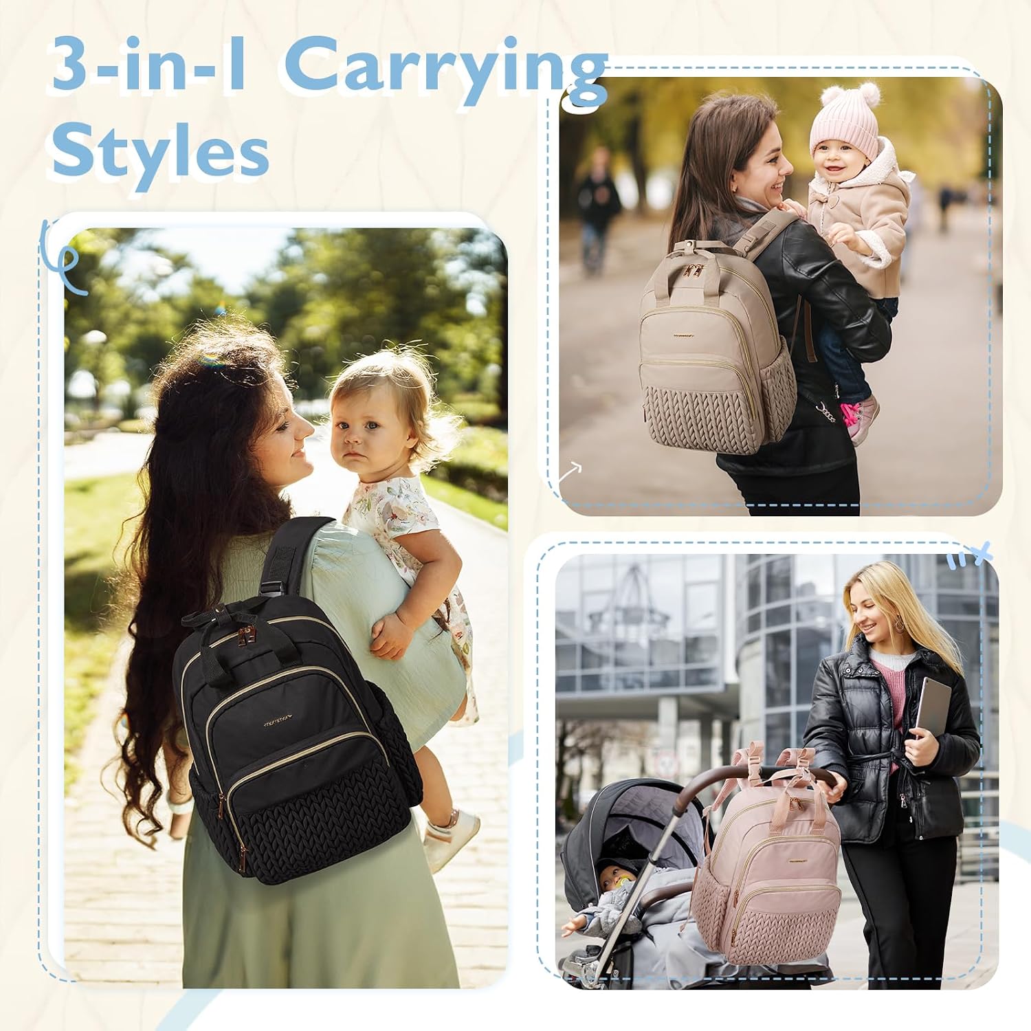 mommore Diaper Bag Backpack, Large Travel Baby Bag for Daily Essentials