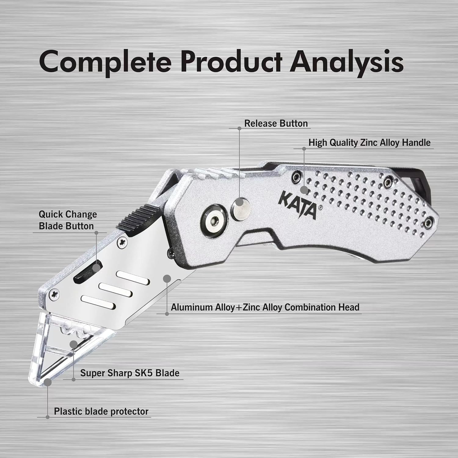 KATA 3 Pack Folding Utility Knife Set, Heavy Duty Box Cutters with Blades