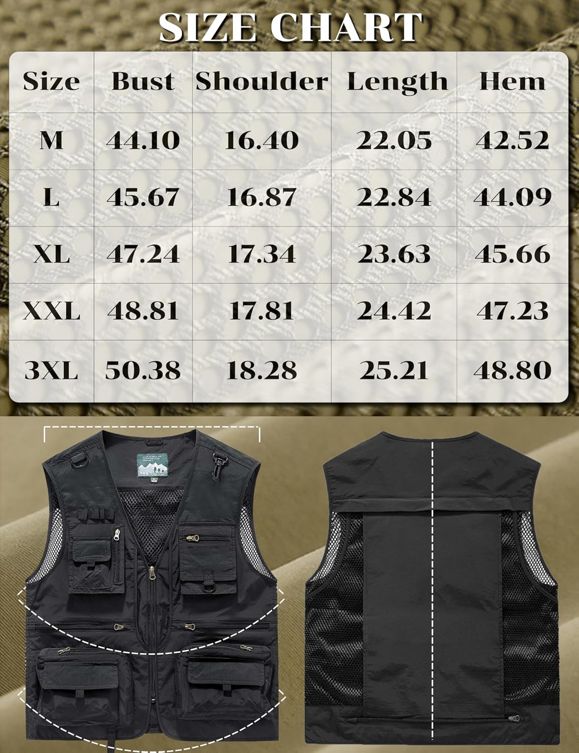 Men's Lightweight Mesh Fishing Vest Utility Outdoor Multi-Pocket Hunting Cargo Vest