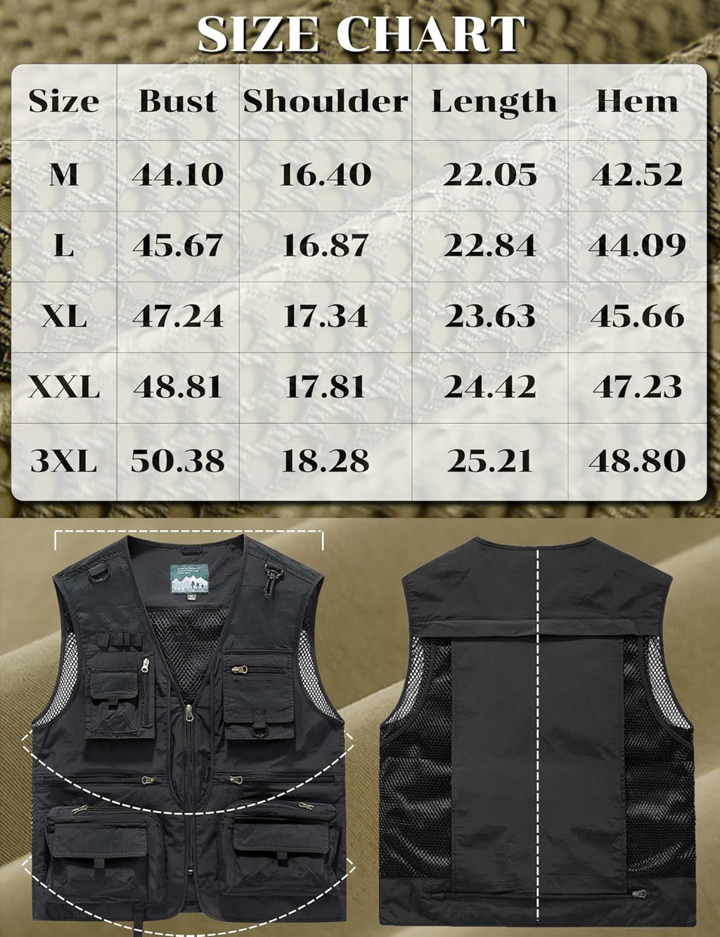 Men's Lightweight Mesh Fishing Vest Utility Outdoor Multi-Pocket Hunting Cargo Vest