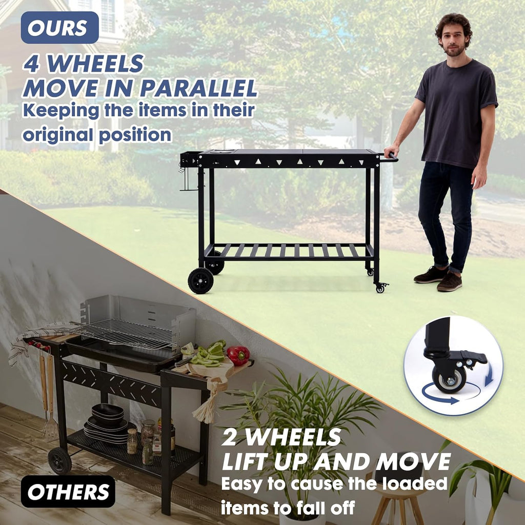 Outdoor Grill Cart Grill Table with Wheels