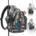 Piscifun Fishing Backpack, Rod Holders, Lightweight Sling Bag, Digital Camo