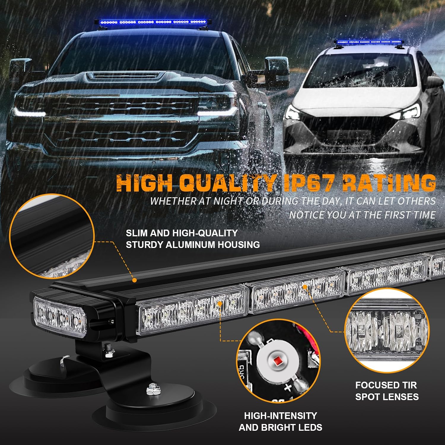 XRIDONSEN 28.4" 80 LED Roof Strobe Lights Top Magnetic Light Bar