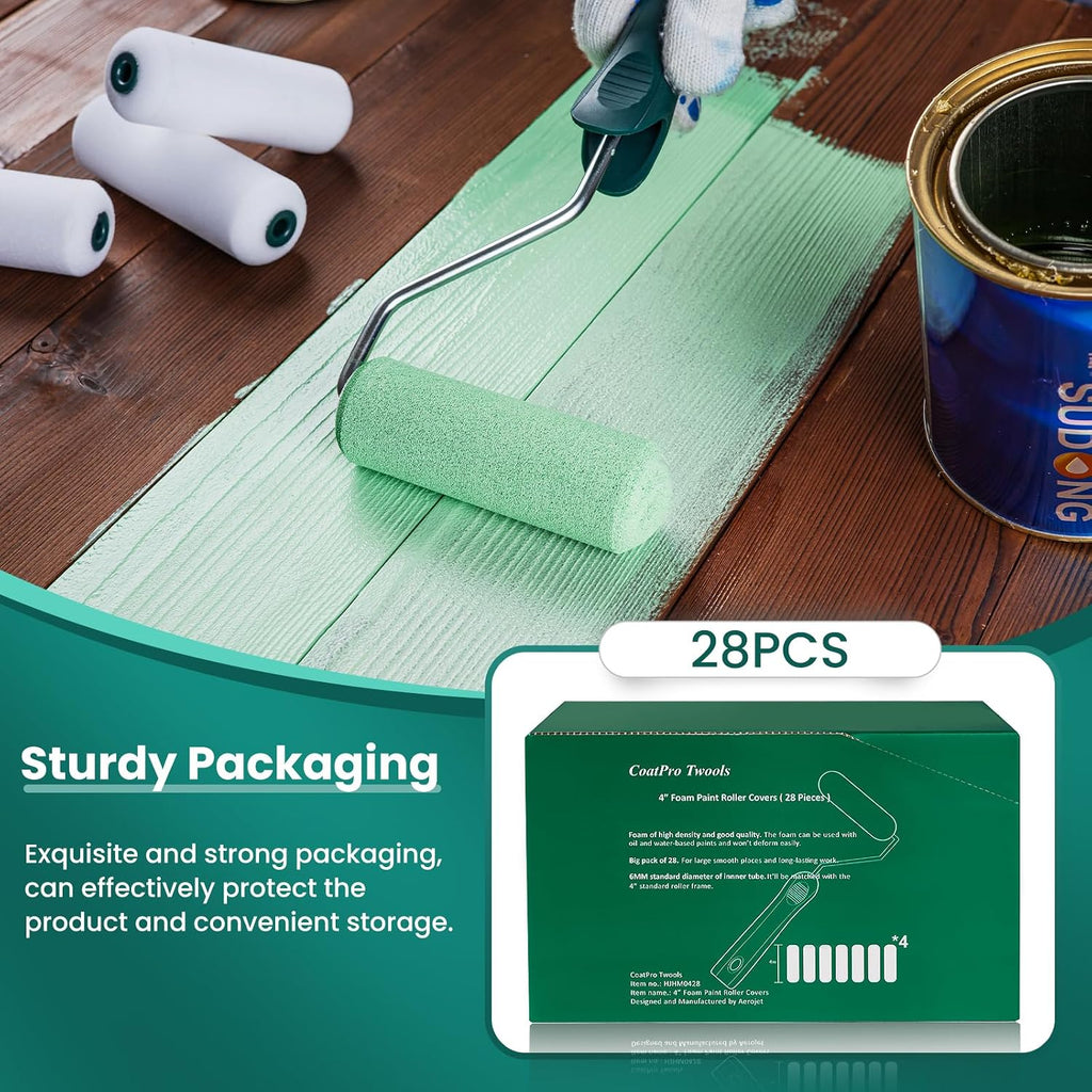 4 Inch Foam Paint Roller Covers 28 Pack