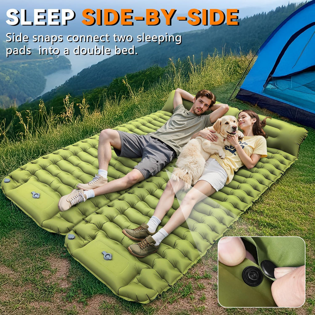 Sleeping Pad for Camping, Built-in Foot Pump with Pillow