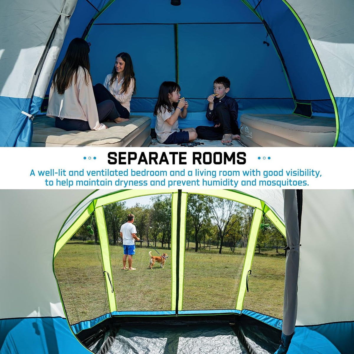 JELUCAMP 6/8 Person Camping Tent with Screen Porch Family Tents for Camping