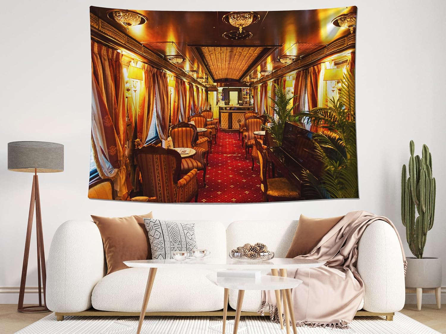 MAEQLQLM 7x5ft Vintage Luxury Train Carriage Backdrop Elegant Retro Railway Dining Lounge Photography Background for Railroad Theme Party Vintage Travel Event Decor Wallpaper Photoshoot Props