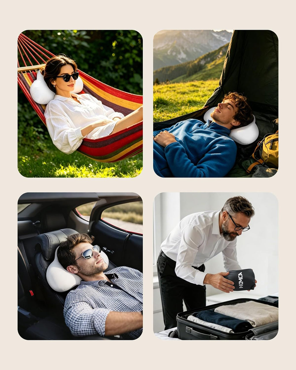 HOMCA Memory Foam Camping Pillow, Travel Pillow for All Sleepers