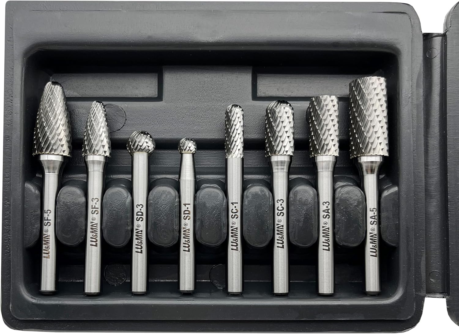 LU&MN Tungsten Carbide Burr Set, 1/4" Shank, 8 Pcs