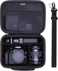 Camera Case Compatible with Canon EOS Rebel T7/R50/R6 Mark II/R100/R50 V/T6/R8/R10/R5 Mark II/RP/R7/5D Mark IV/SL3/R5/T100 DSLR SLR Camera, Len and Tripod with 4 Dividers and Shoulder Strap, Black