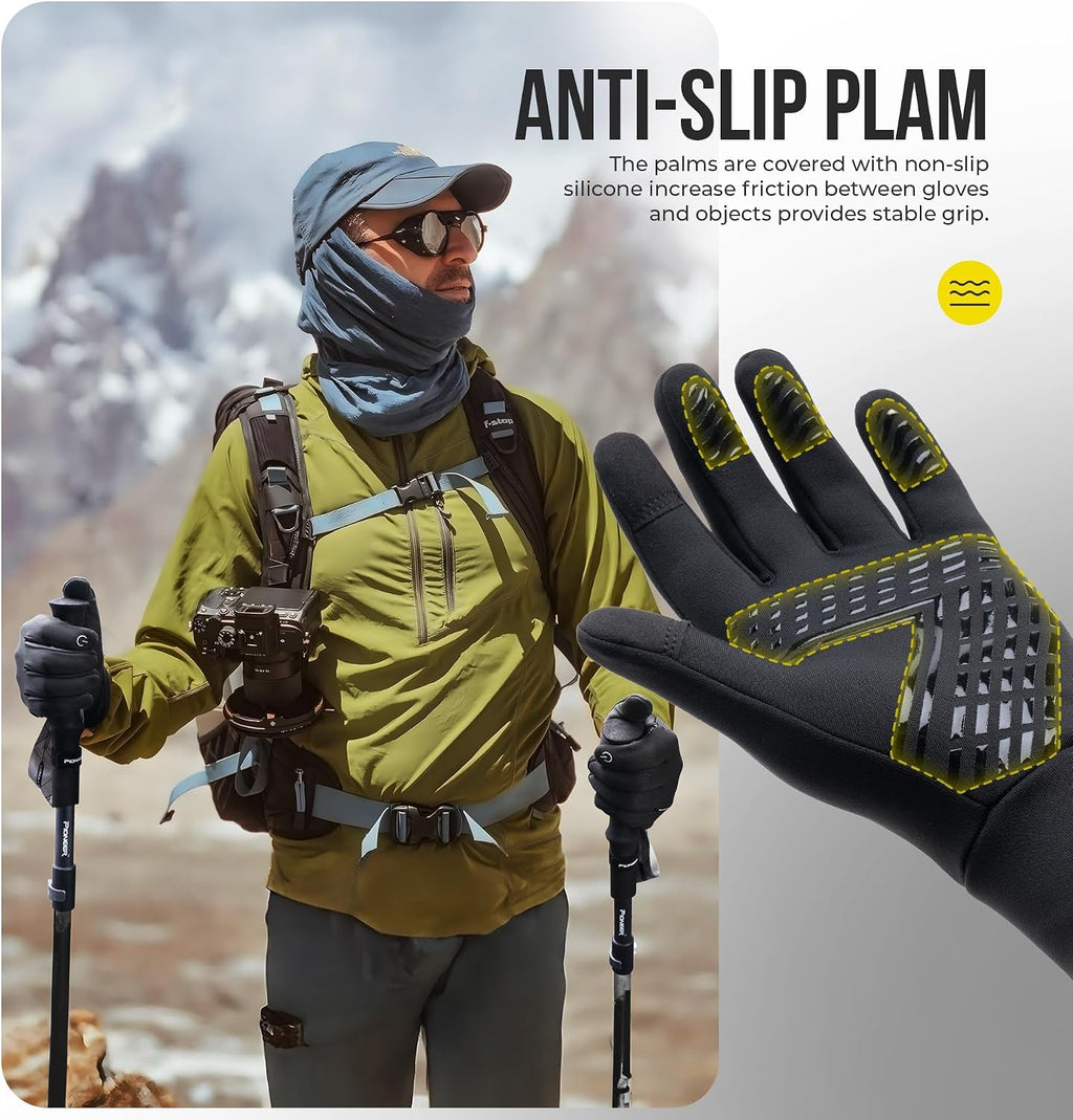 PULIOU Winter Waterproof Thermal Gloves for Men Women, Cold Weather Windproof Ski Snow Gloves with Touchscreen Fingers for Running Cycling Hiking Driving