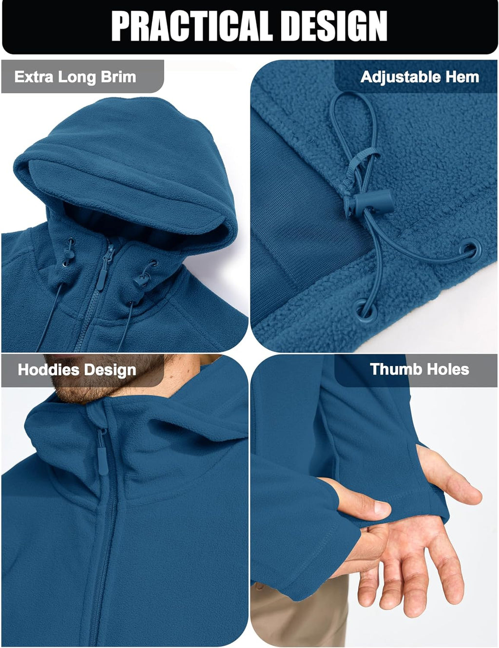 CRYSULLY Men's Military Tactical Sport Warm Fleece Hooded Outdoor Adventure Jacket Coats