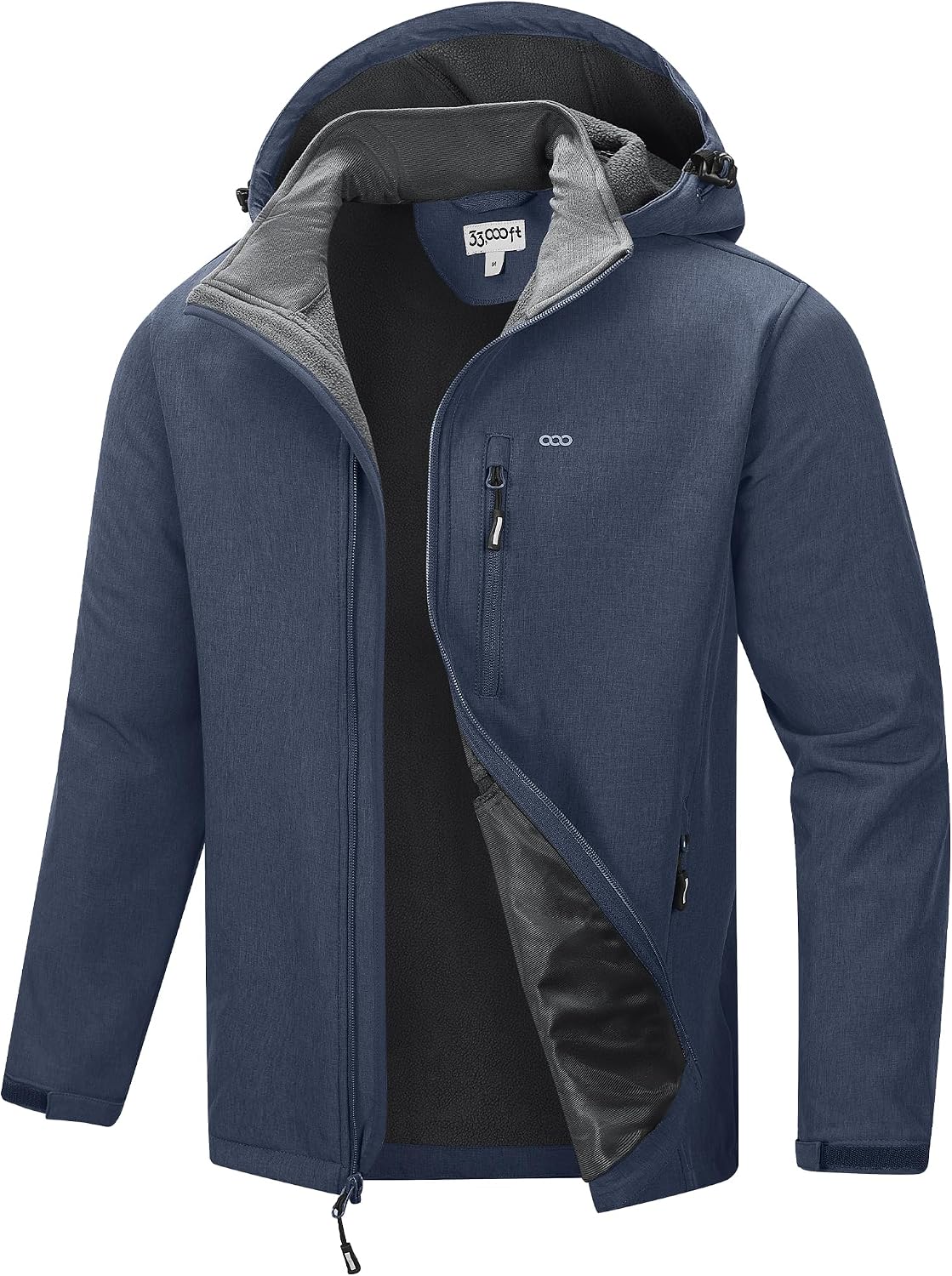 33,000ft Men's Hooded Softshell Jacket Waterproof Fleece Windbreaker Jacket