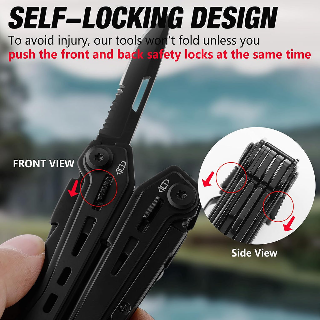 FLISSA 16-In-1 Multi Tool, EDC Multitool, Black