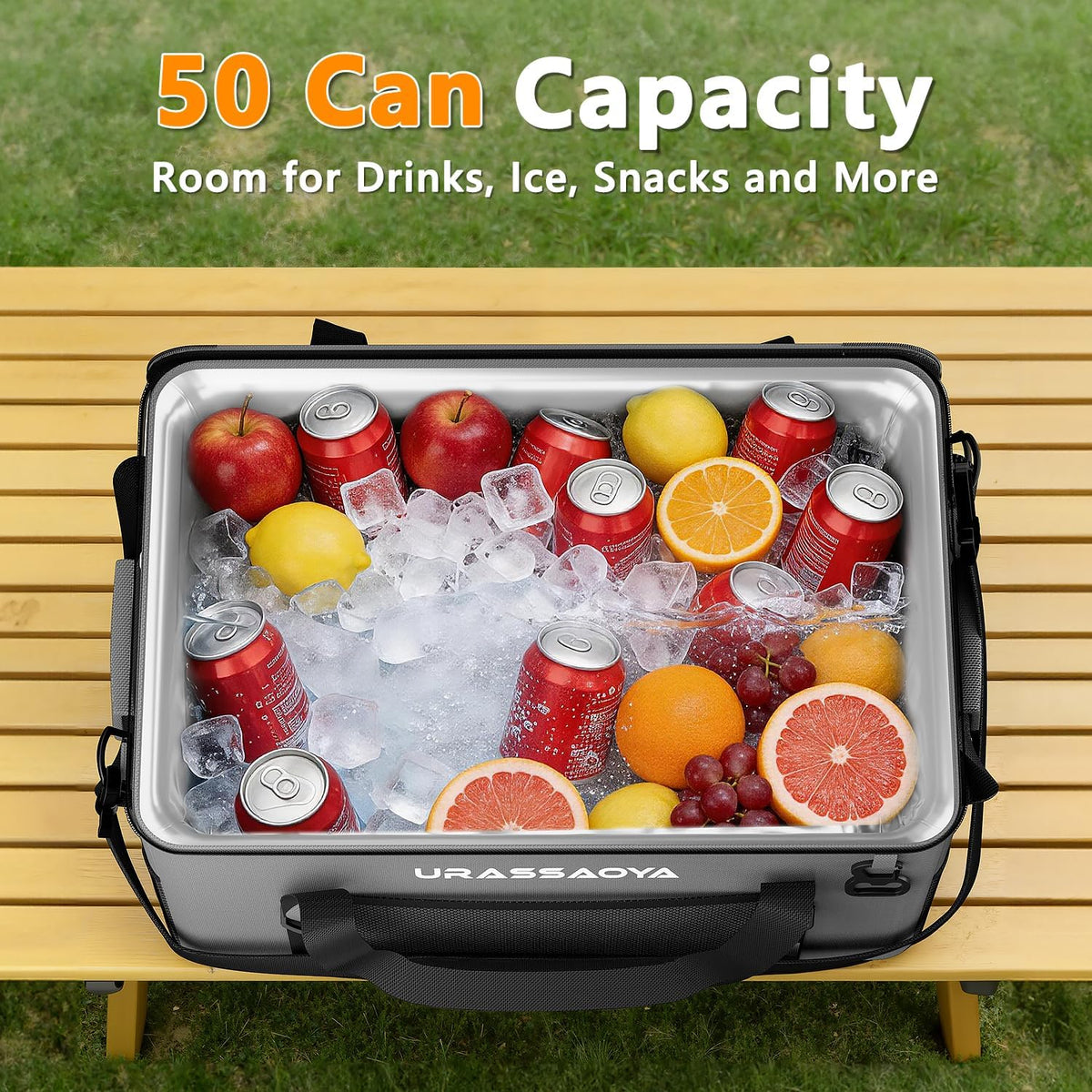 [2026 Updated] 50 Can Collapsible Soft Cooler Bag with Hard PP Lid, Leakproof Insulated Cooler with Quick-Access Top Hatch, Bottle Opener & Mini Table for Beach, Camping, Travel