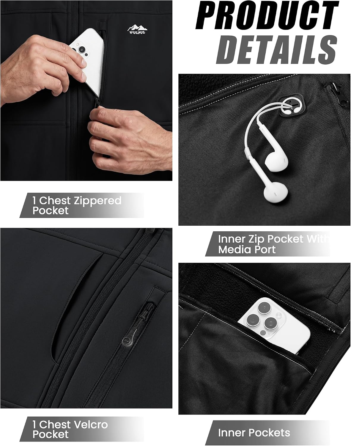 WULFUL Men's Golf Vest Windproof Lightweight Outerwear Sleeveless Jacket