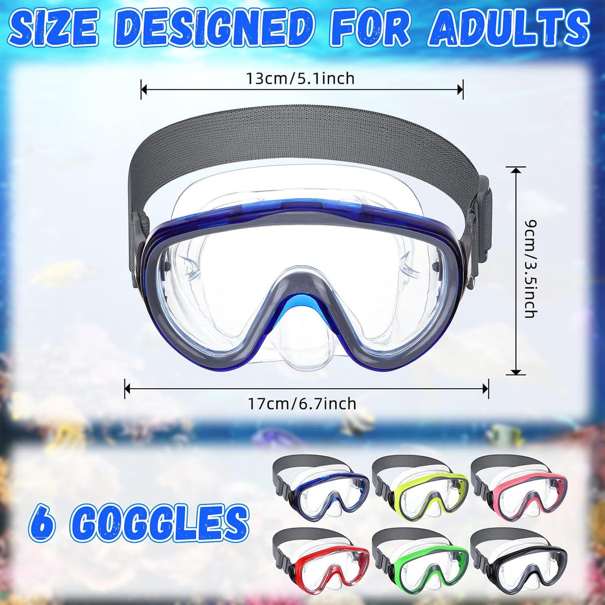 Relaxweex 6 PCS Swim Goggle Adult with Nose Cover for Adult