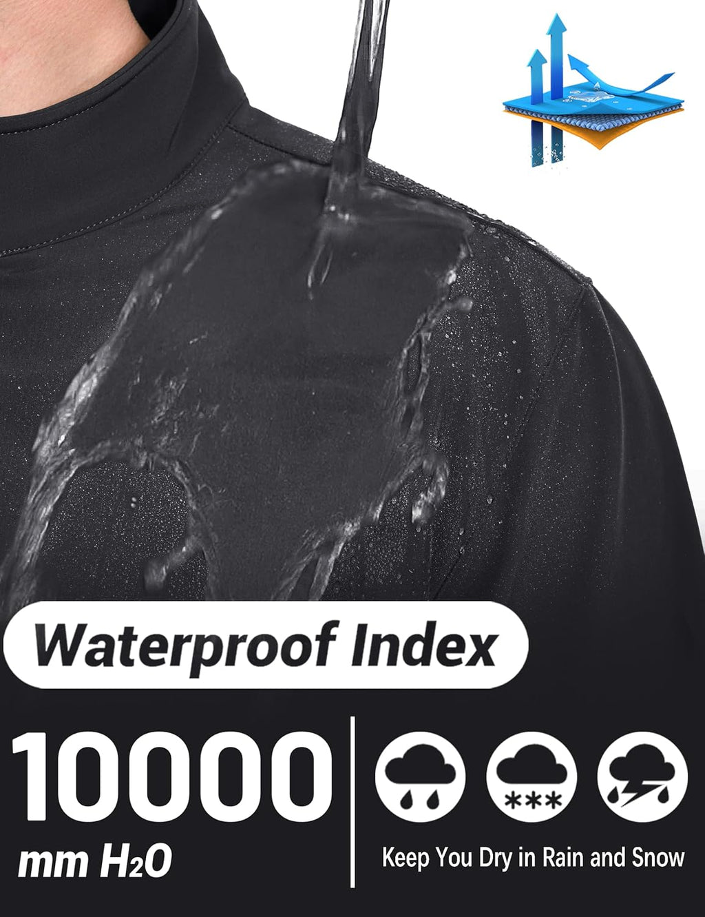TACVASEN Men's Lightweight Softshell Waterproof Fleece Windbreaker Jacket