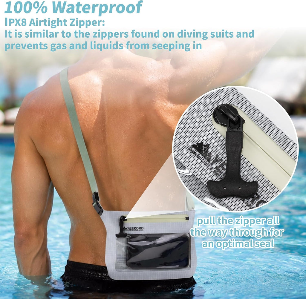 Phone Pouch, IPX8 Waterproof Reusable Fanny Pack,Large Dry Bag