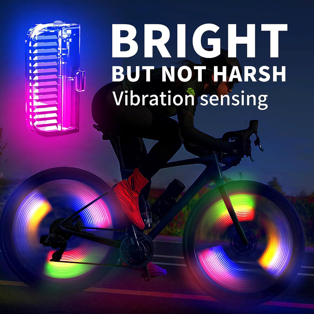 Bike Wheel Lights Rechargeable(2pack), Bicycle Spoke Lights Weatherproof, Adults Kids Bike Lights for Wheels 7-Color Variable, Motion Sensor,Fit All Wheel Sizes of Bike,Toddler Balance Bicycle, E-Bike