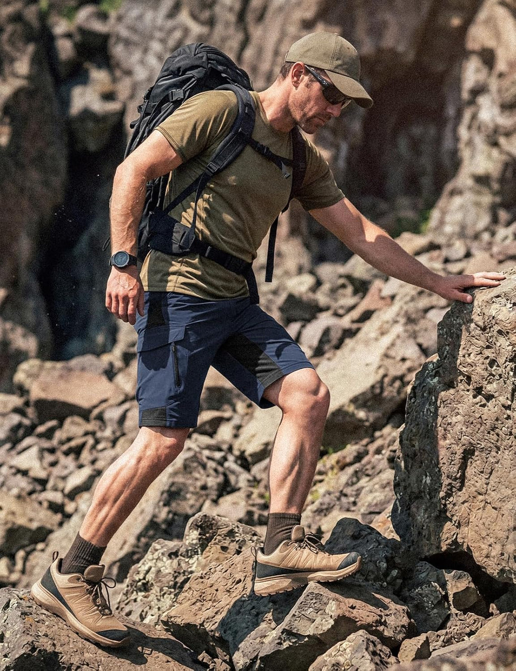 XKTTAC Men's Hiking Cargo Shorts: 4-Way Stretch with 6 Secure Pockets