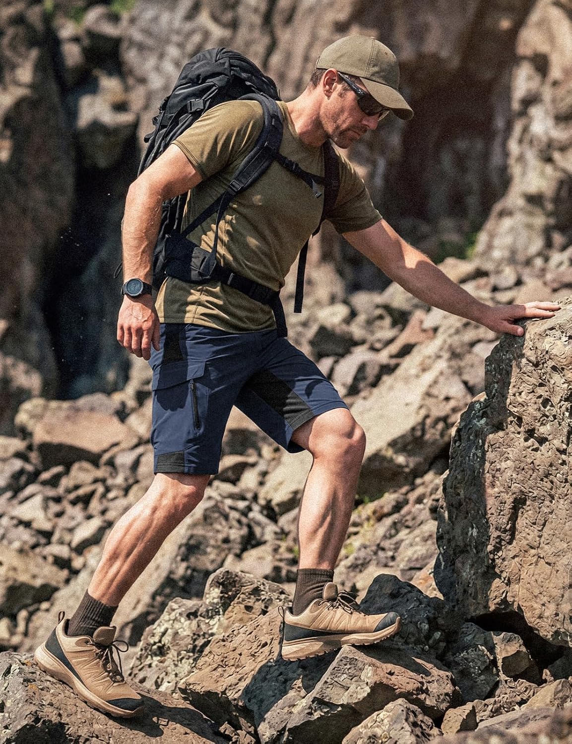 XKTTAC Men's Hiking Cargo Shorts: 4-Way Stretch with 6 Secure Pockets
