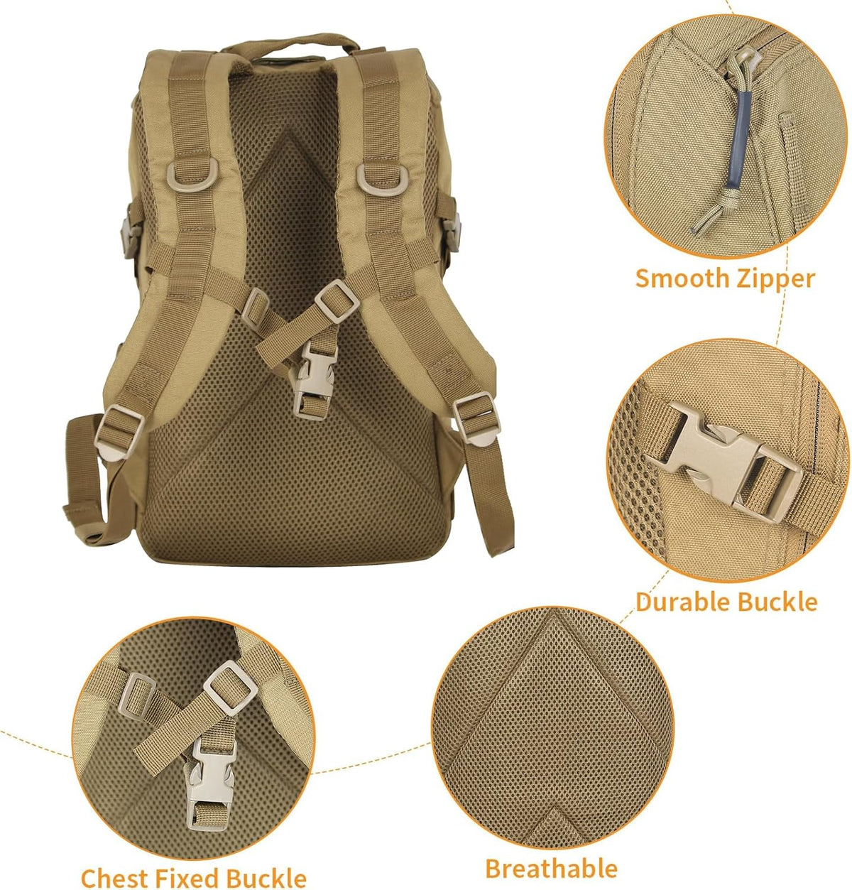 Small Tactical Hiking Backpack, 12L MOLLE Bookbag Daypack for Travel