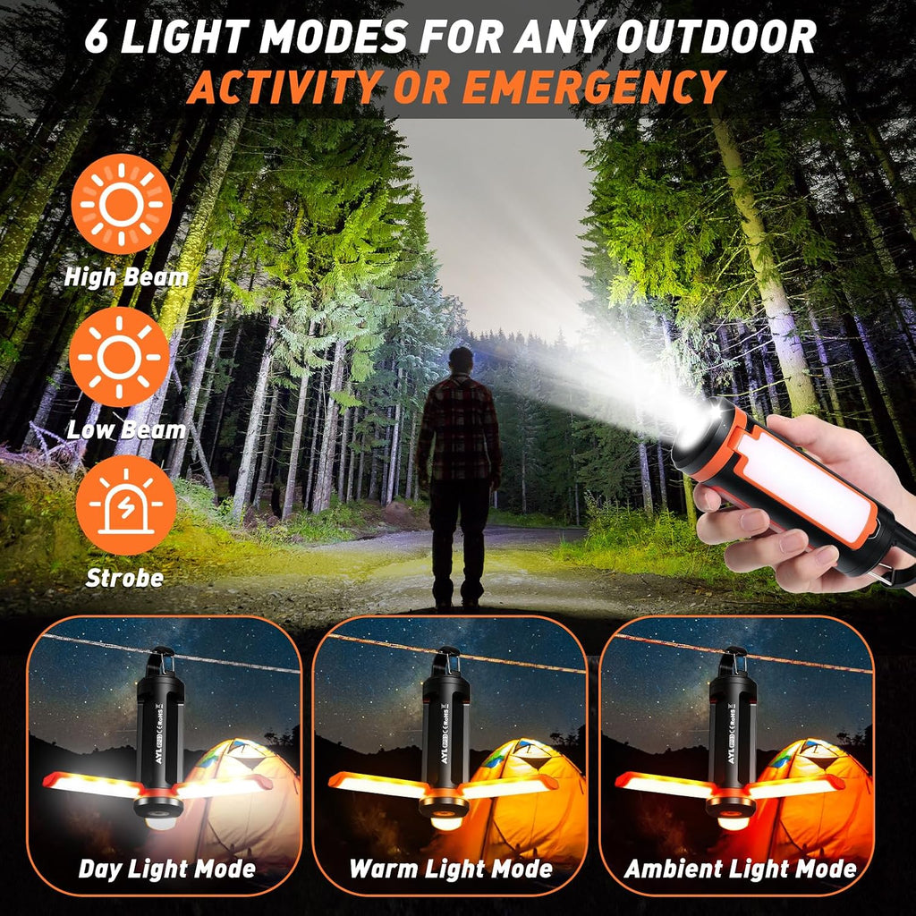 Portable LED Rechargeable Camping Lantern, AYL Lightweight USB Rechargeable Lamp LED Flashlight Survival Gear for Home Emergency Light Outdoor Lanterns for Power Outages Hurricane Lamp 3-Pack