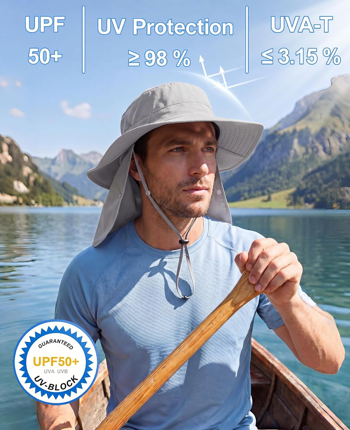 Home Prefer UPF 50+ Wide Brim Sun Hats with Neck Flap Sun Protection Hat for Men Women Gardening Fishing Summer Bucket Hat